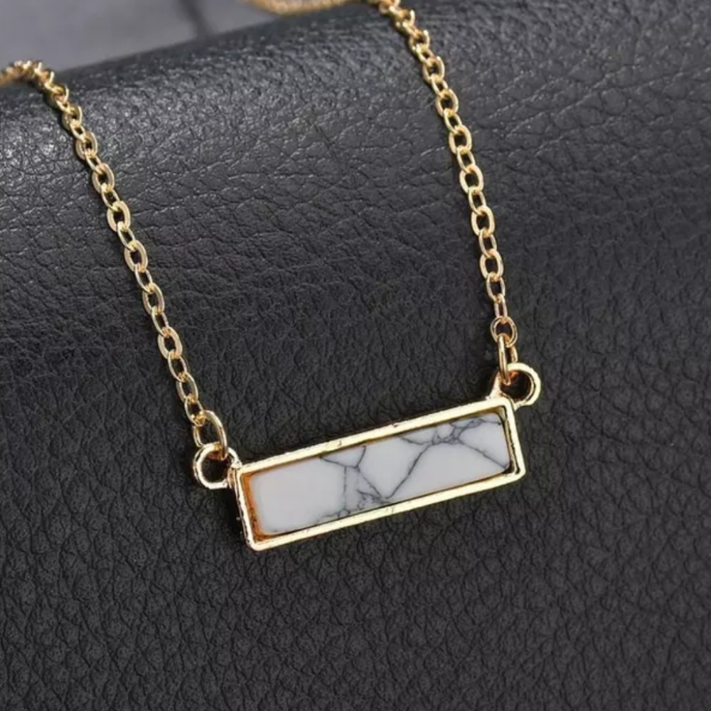 NEW Gold Howlite‎ Bar Necklace - Picture 8 of 8